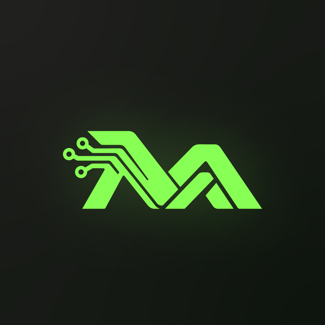 Mehtrix bright green circuit-inspired logo